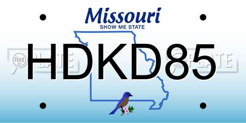 HDKD85 Missouri License Plate
