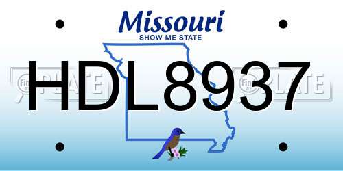 HDL8937 Missouri License Plate