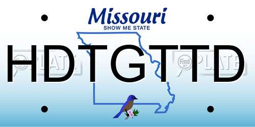 HDTGTTD Missouri License Plate