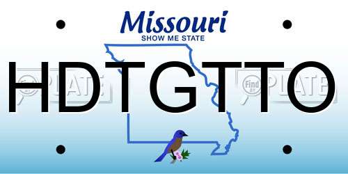 HDTGTTO Missouri License Plate