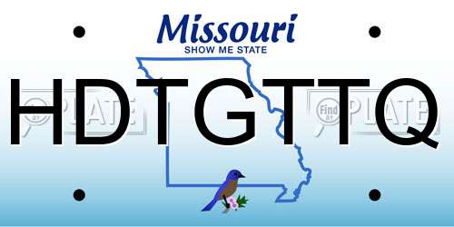 HDTGTTQ Missouri License Plate