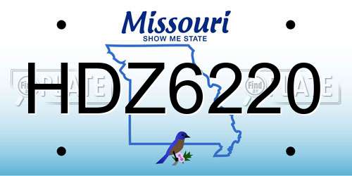 HDZ6220 Missouri License Plate