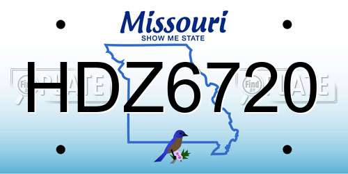 HDZ6720 Missouri License Plate