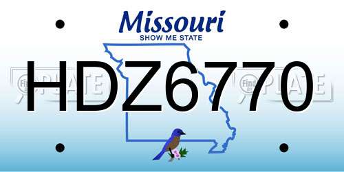 HDZ6770 Missouri License Plate