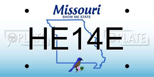HE14E Missouri License Plate