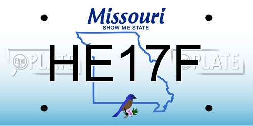 HE17F Missouri License Plate