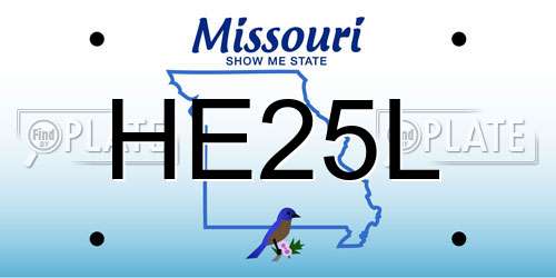 HE25L Missouri License Plate