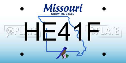 HE41F Missouri License Plate