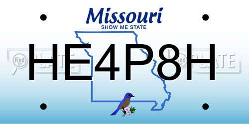 HE4P8H Missouri License Plate