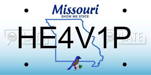 HE4V1P Missouri License Plate