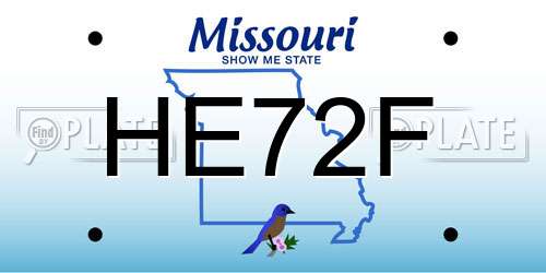 HE72F Missouri License Plate