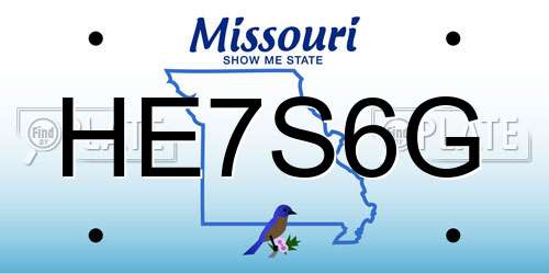 HE7S6G Missouri License Plate