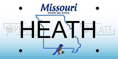 HEATH Missouri License Plate