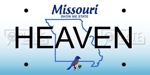 HEAVEN Missouri License Plate