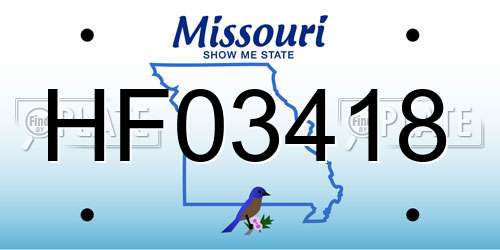 HF03418 Missouri License Plate