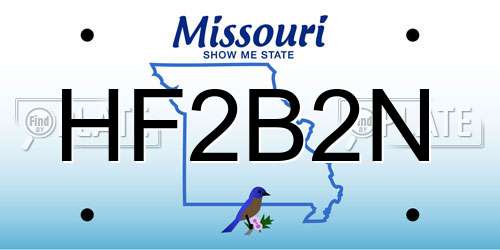 HF2B2N Missouri License Plate