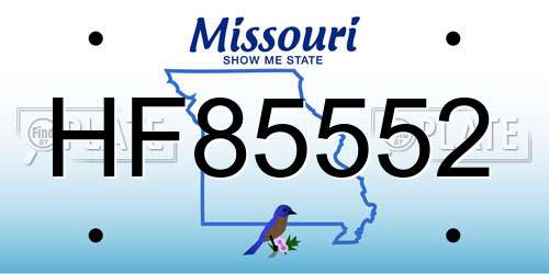 HF85552 Missouri License Plate