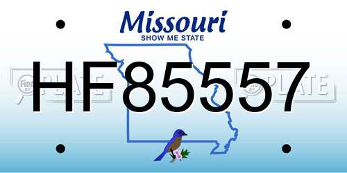 HF85557 Missouri License Plate
