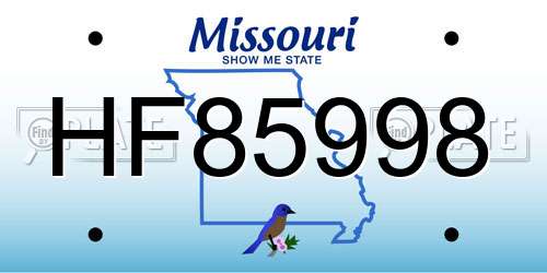 HF85998 Missouri License Plate