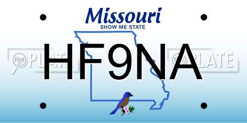 HF9NA Missouri License Plate