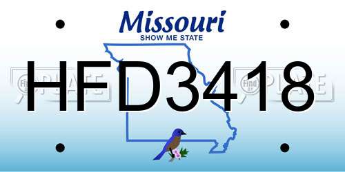 HFD3418 Missouri License Plate