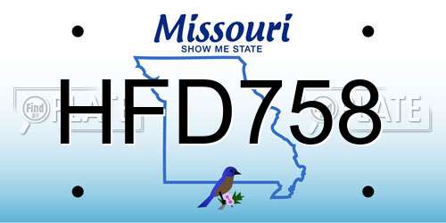 HFD758 Missouri License Plate