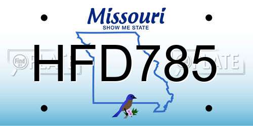 HFD785 Missouri License Plate