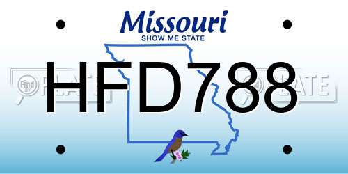 HFD788 Missouri License Plate