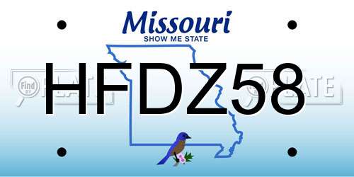 HFDZ58 Missouri License Plate