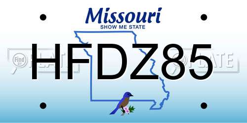 HFDZ85 Missouri License Plate