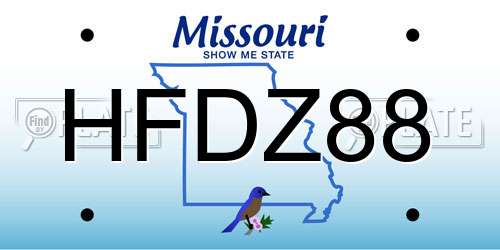 HFDZ88 Missouri License Plate
