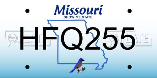 HFQ255 Missouri License Plate