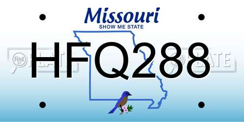 HFQ288 Missouri License Plate