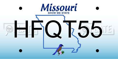 HFQT55 Missouri License Plate