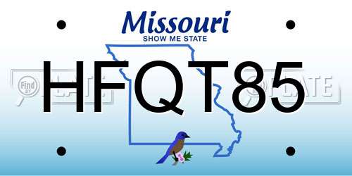 HFQT85 Missouri License Plate