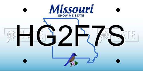 HG2F7S Missouri License Plate