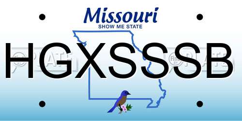 HGXSSSB Missouri License Plate