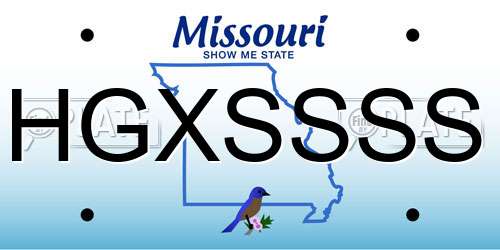 HGXSSSS Missouri License Plate