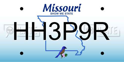 HH3P9R Missouri License Plate