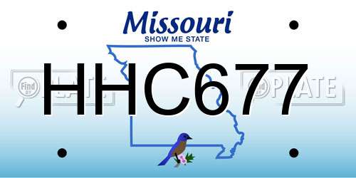 HHC677 Missouri License Plate