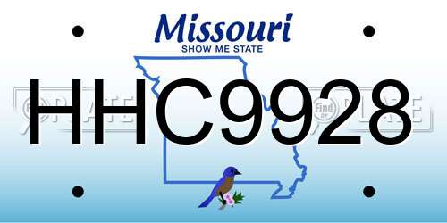 HHC9928 Missouri License Plate