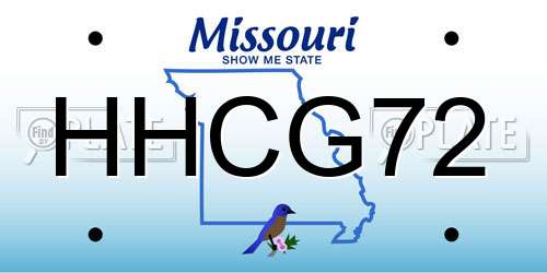 HHCG72 Missouri License Plate
