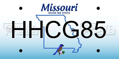 HHCG85 Missouri License Plate