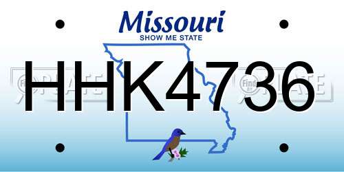 HHK4736 Missouri License Plate