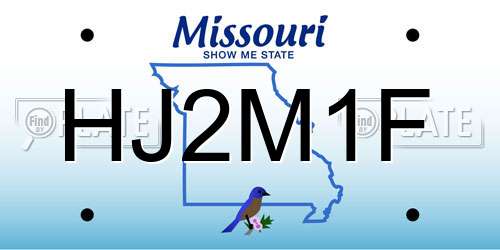 HJ2M1F Missouri License Plate