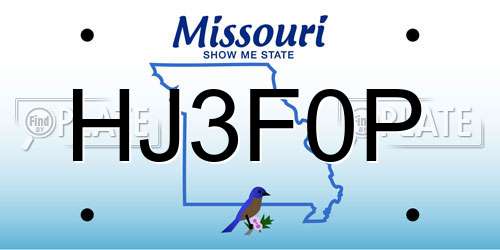 HJ3F0P Missouri License Plate