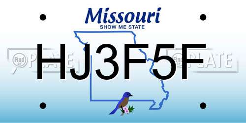 HJ3F5F Missouri License Plate