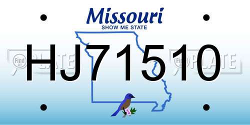 HJ71510 Missouri License Plate