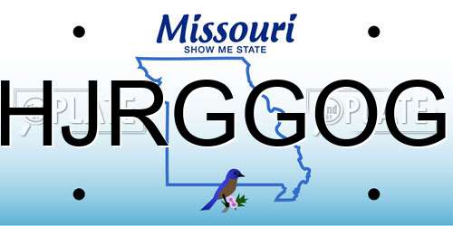 HJRGGOG Missouri License Plate