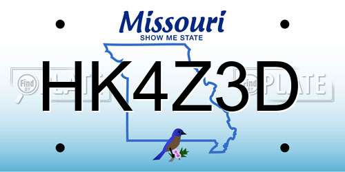 HK4Z3D Missouri License Plate